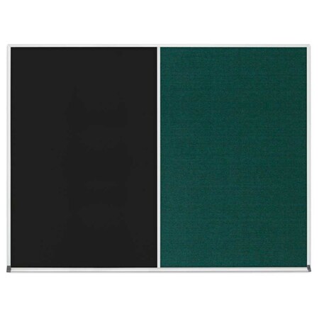 United Visual Products Double Door Radius Corkboard, 60"x36", Bla UV7004RC-BLACK-SURF